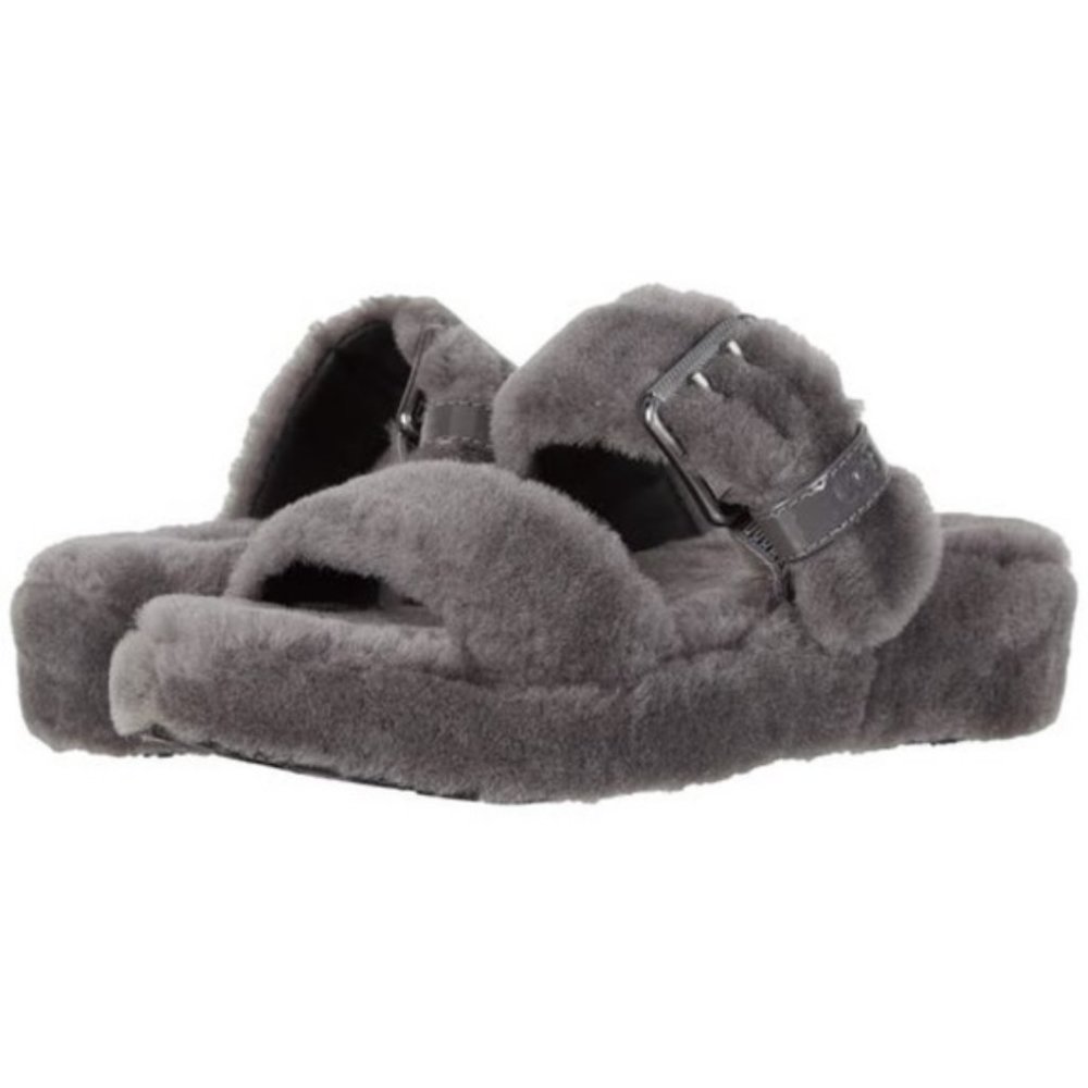 UGG $100 1104662 Women's Fuzz Yeah Charcoal Slippers SZ 10 NIB  !